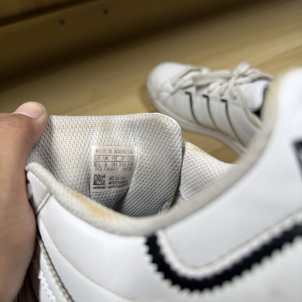 Adidas Superstar Cloud Sneakers Thin Stripes White Black‎ Leather Women's 6.5 - Picture 10 of 12